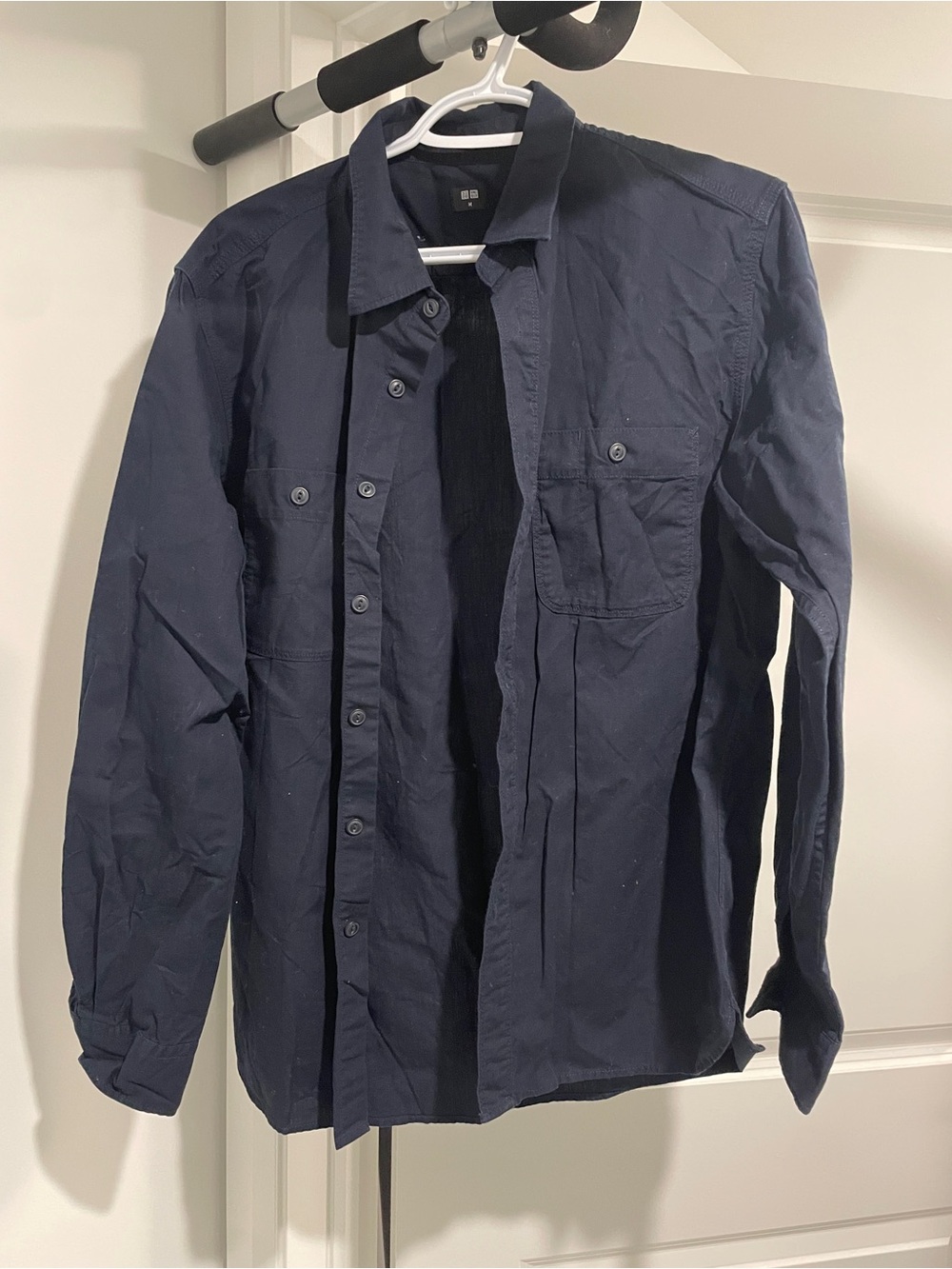 Uniqlo Men's Dark Navy Button-Front Shirt Jacket
